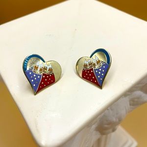 These are rare signed Laurel Burch valentine cat earrings